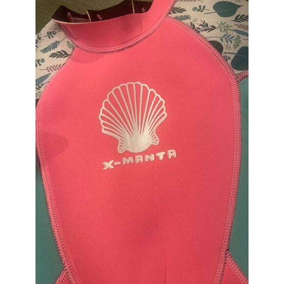 Dive & Sail Kids Pink Full-Body Wetsuit M 90% Neoprene 10% Nylon With Floral Sle - Picture 7 of 8